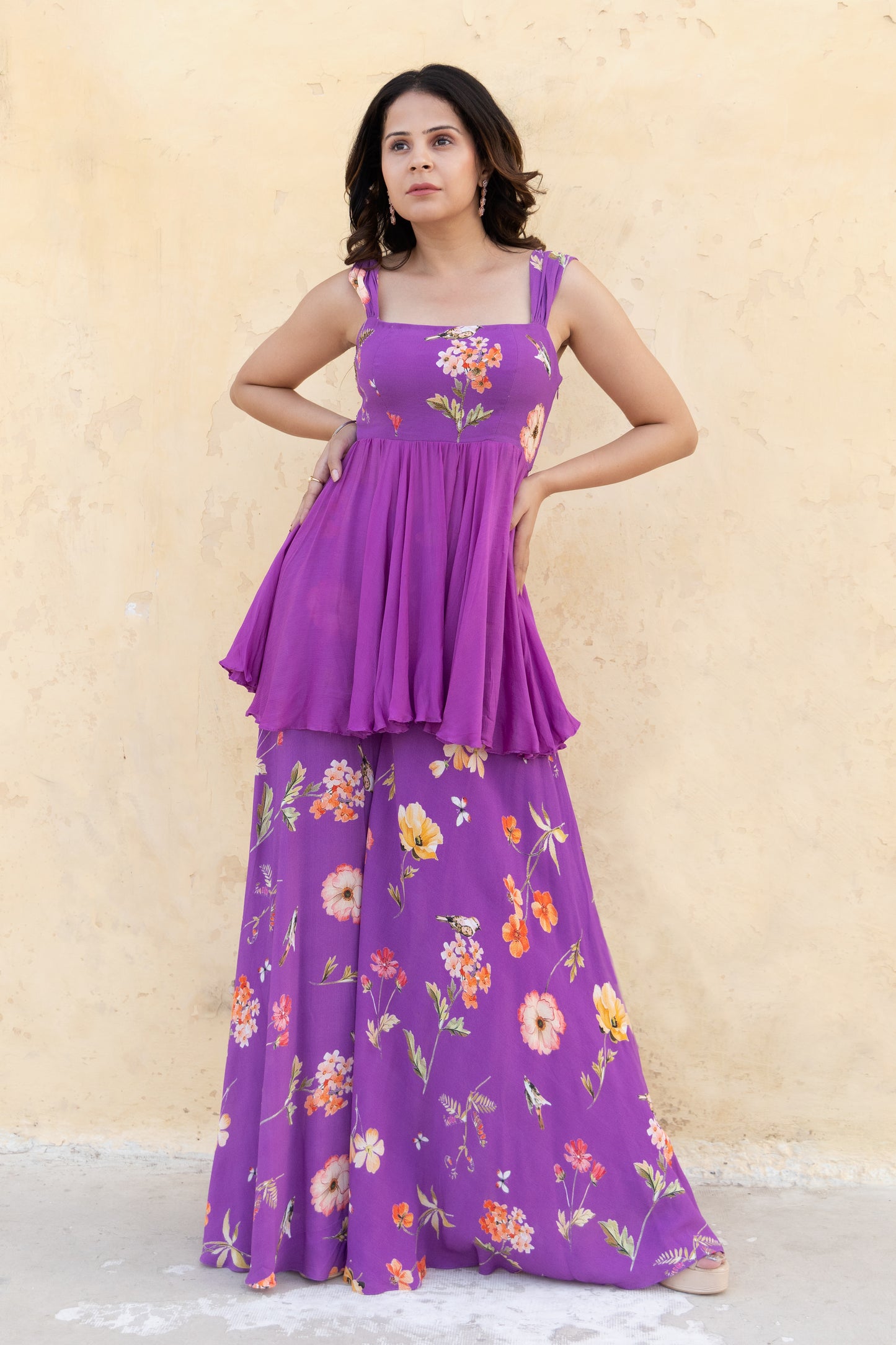 Floral printed palazzo set with dupatta