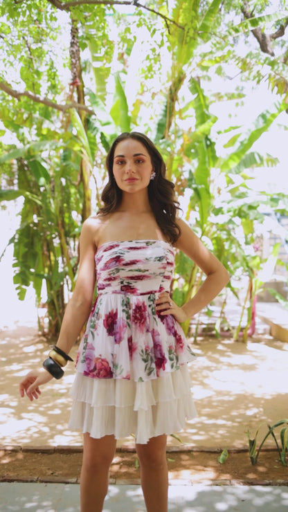 Asymmetrical Bloom Halter Dress